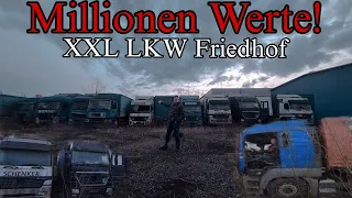 Hier stehen Millionenwerte ! Verlassener LKW Friedhof! Insolvenze Spedition lässt alles zurück!