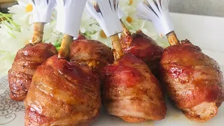 Receta de pollo con tocino. Chupa chups de pollo 🤩👌