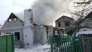 Украинская артиллерия уничтожила 2 дома в Киевском р-н г.Донецк 01.12.2014