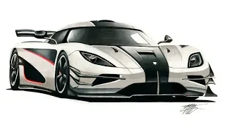 Realistic Car Drawing - Koenigsegg One:1 - Time Lapse