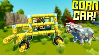 Racing Cars Made of Corn Through Herds of Cows! - Scrap Mechanic Multiplayer Monday