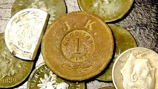 EPIC Brass Token And Old Coins Found Metal Detecting! Door Knocking Recent Hunts