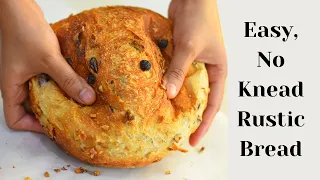 Easy No Knead Bread Recipe | Dutch Oven Bread | No Knead Cranberry Walnut Bread Recipe