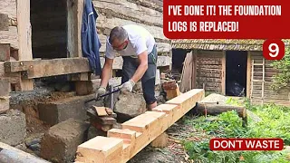 Replacing the last foundation logs under the entire house. Renovating a wooden house. Part 9