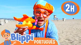 🏖 Blippi Brinca na Praia! 🏖 | 2 HORAS DO BLIPPI! | Moonbug Kids em Português | Vídeos Educativos