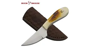 MUST See Outdoor/Hunting  REVIEW! 7 in Red Deer Hunting Knife Real Bone Handle