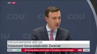 LIVE: Pressekonferenz zu aktuellen Themen mit CDU-Generalsekretär Paul Ziemiak