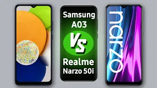 Samsung A03 vs Realme Narzo 50i - #مقارنة_مواصفات