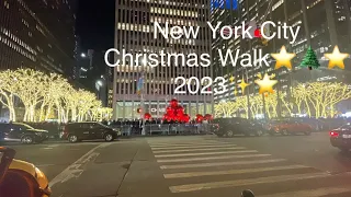 NYC CHRISTMAS WALK 2023 ✨🌲✨ ROCKEFELLER CENTER CHRISTMAS TREE,SAKS HOLIDAY LIGHT SHOW & 6TH AVENUE✨