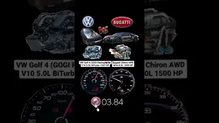 VW Golf 4 RS6 V10 1267HP VS Bugatti Chiron 1500HP #acceleration