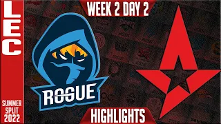 RGE vs AST Highlights | LEC Summer 2022 W2D2 | Rogue vs Astralis