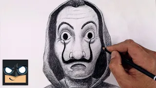 How To Draw Money Heist Mask | YouTube Studio Sketch Tutorial