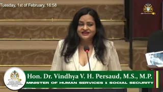 Budget 2022 debate presentation by Minister of Human Service & Social Security, Dr Vindhya Persaud.