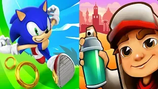 Sonic Dash VS Subway Surfers Marrakesh Android iPad iOS Gameplay