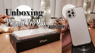 iPhone12 Pro Max 128gb Unboxing🍎 +Accessories | Aesthetic | 🍎