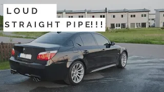 LOUD open headers / Straight pipe BMW 550i V8!!