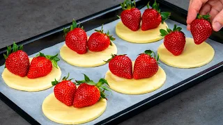 Dessert in 5 minutes! Just puff pastry and strawberries