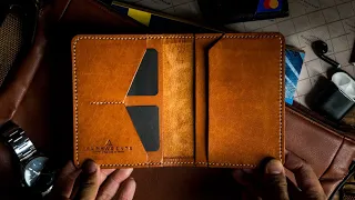 Making a  Handmade Leather Travel Wallet - Semi ASMR - DIY Build