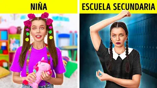 MERLINA ADDAMS EN LA ESCUELA || ¡Tú de la secundaria VS. tú de niño! Trucos DIY de 123 GO! TRENDS