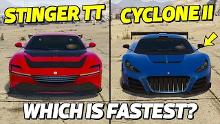 Fastest car in GTA 5 Online - STINGER TT VS CYCLONE II | PS5