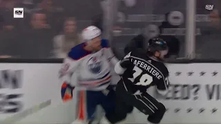 Alex Laferriere clean check on Leon Draisaitl