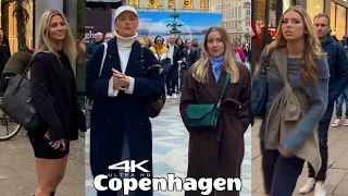 4K Copenhagen 🇩🇰 City Walking Tour, UHD 30fps, Saturday November 2023, Denmark