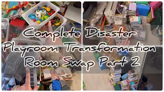 Complete Disaster Play Room Transformation | Home office to Playroom Swap