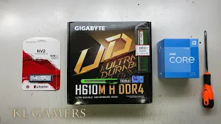 ASMR PC Build intel Core i3 12100 GIGABYTE H610M H DDR4 Kingston NV2 SSD