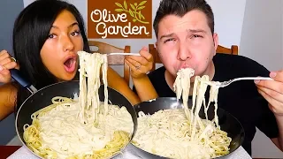 FETTUCCINE ALFREDO • OLIVE GARDEN • Mukbang & Recipe