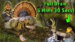 MY BIGGEST BEARDED TURKEY EVER SHOT! FULL DRAW 5 MINS 30 SECS! | Bowmar Bowhunting |