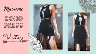 Macrame tutorial - Boho style dress #2 - Easy vintage DIY