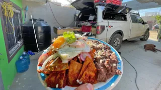 Cooking My Favorite Breakfast out of the back of my Truck | Chilaquiles Rojos