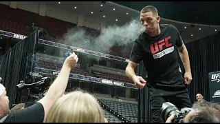 Road2War UFC 241 open workouts Nate Diaz lights up a CBD joint