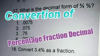 What is the decimal form of 3/4%? | Percentage Fraction Decimal [Math Reviewer from random post]