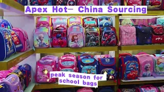 The cheapest and biggest stock wholesale market for school bags, hand bags and backpacks in GZ China