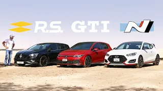 هل تستطيع فيلوستر ان منافسة جولف الجديدة وميجان أر اس؟ - Veloster N vs Golf GTI vs Megane RS