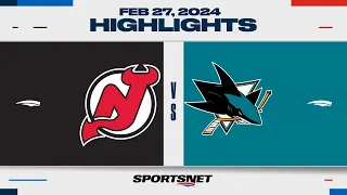 NHL Highlights | Devils vs. Sharks - February 27, 2024
