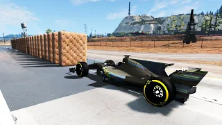 F1 Car VS mattresses - car against obstacles - BeamNG Drive