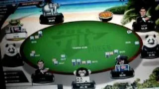 FULLTILT poker:   insane 3-way ALL IN preflop holding A, A