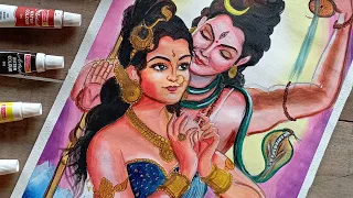 Shiv parvati painting 🥰❤️ || Happy Teej || The Arts Cafe || #shorts #shivparvati