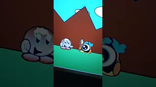 Kirby becomes clear and makes a waddle dee become a waddle doo