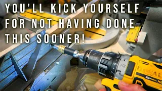 60 Second Miter Saw fix that will change the way you work! - Easy DIY Miter Saw Stop Block.