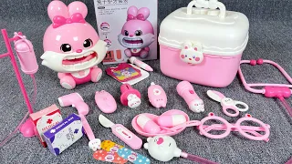 8 Minutes Satisfying with Unboxing Cute Pink Bunny Doctor Play Set, Dentist Toys Kit | ASMR