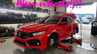 Installing New wheels On My friends 10th Gen Civic Si!!!!!!