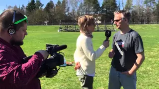 Günter Möller giving boomerang demonstration and interview to Finnish TV Team (May 3rd, 2016)