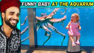 Villagers React To Funny Baby at the Aquarium | TRY NOT TO LAUGH ! Tribal People React To Funny