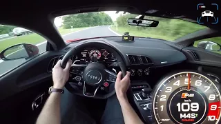 802HP Audi R8 V10 Plus СУПЕРЧАРДЖЕР 324km h АВТОБАН  МАКСИМАЛЬНАЯ СКОРОСТЬ