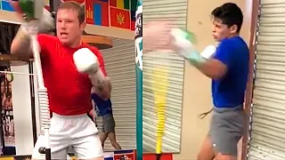 SCARY! CANELO & RYAN GARCIA BLASTING THE KOBRA BAG WITH KILLER SPEED SIDE BY SIDE WITH CRAZY POWER