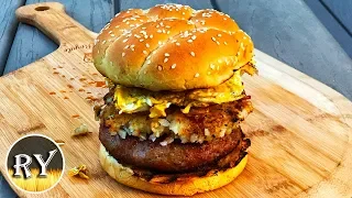 The Ultimate Breakfast Burger Grilled On The Weber Kettle