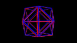 24-cell-anaglyph. Rotation in four-dimensional space. 4D. Fourth dimension. Hyperspace.